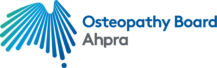Osteopathy Board and Ahpra logo. 